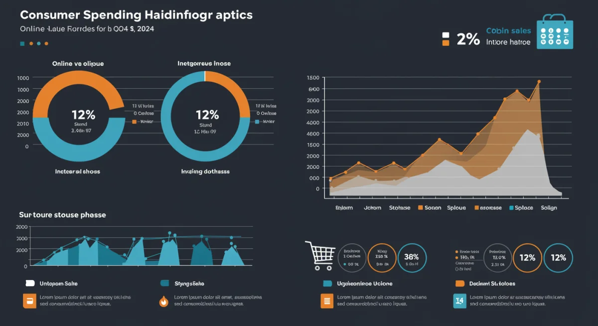 Infographic detailing Q4 2024 online sales growth and consumer spending shifts.