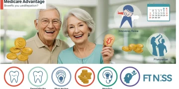 Infographic illustrating 2026 Medicare Advantage benefits and enrollment process for seniors.