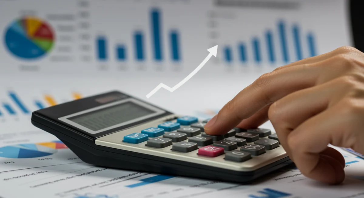 Hand calculating Social Security COLA impact on personal finances