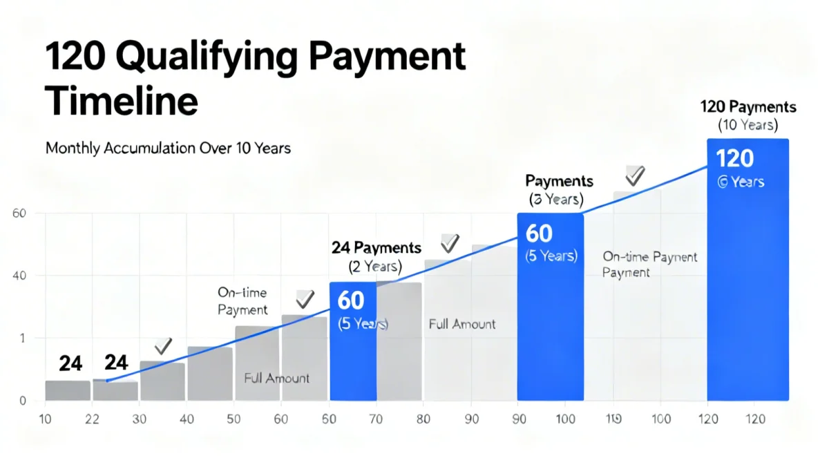 Infographic detailing PSLF 120 qualifying payments timeline