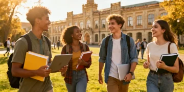 College students on campus, symbolizing educational opportunity and success with Pell Grants.