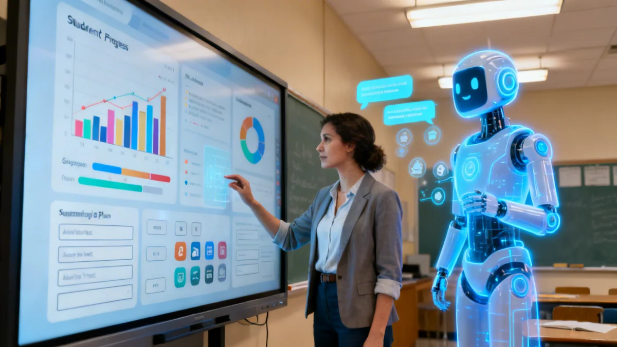 Teacher using AI assistant for personalized lesson planning.