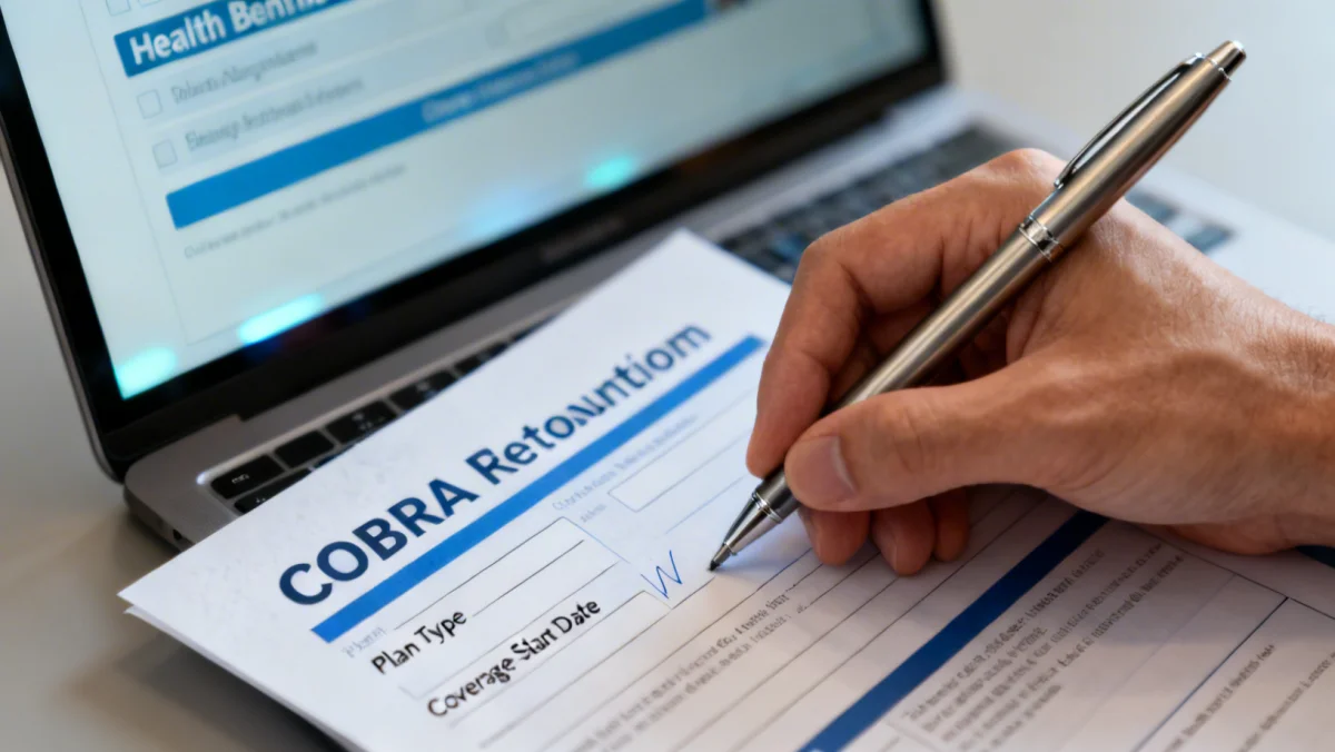 Hand filling out COBRA enrollment form