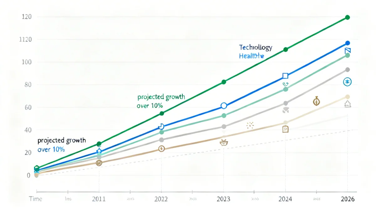 Projected job growth rates for technology and healthcare sectors by 2026