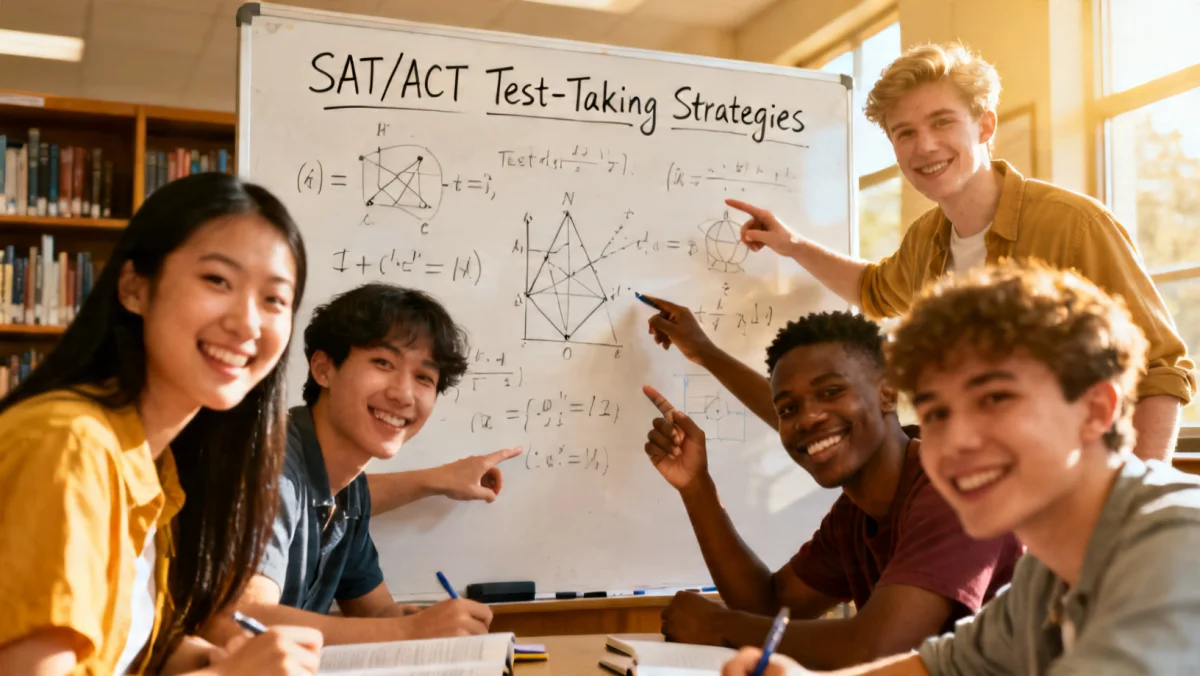 Students collaborating in a study group for SAT ACT preparation