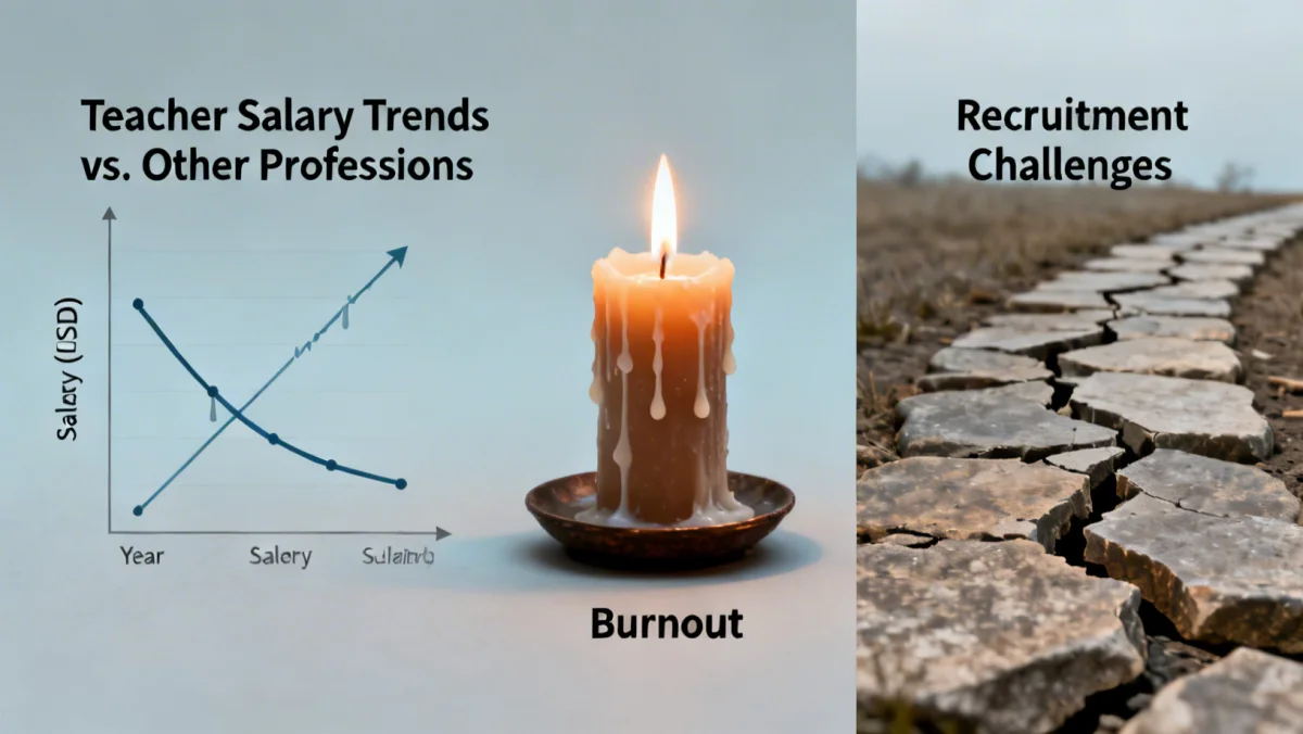 Infographic illustrating causes of teacher shortages including low pay and burnout
