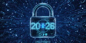 Futuristic digital padlock representing 2026 federal cybersecurity legislation