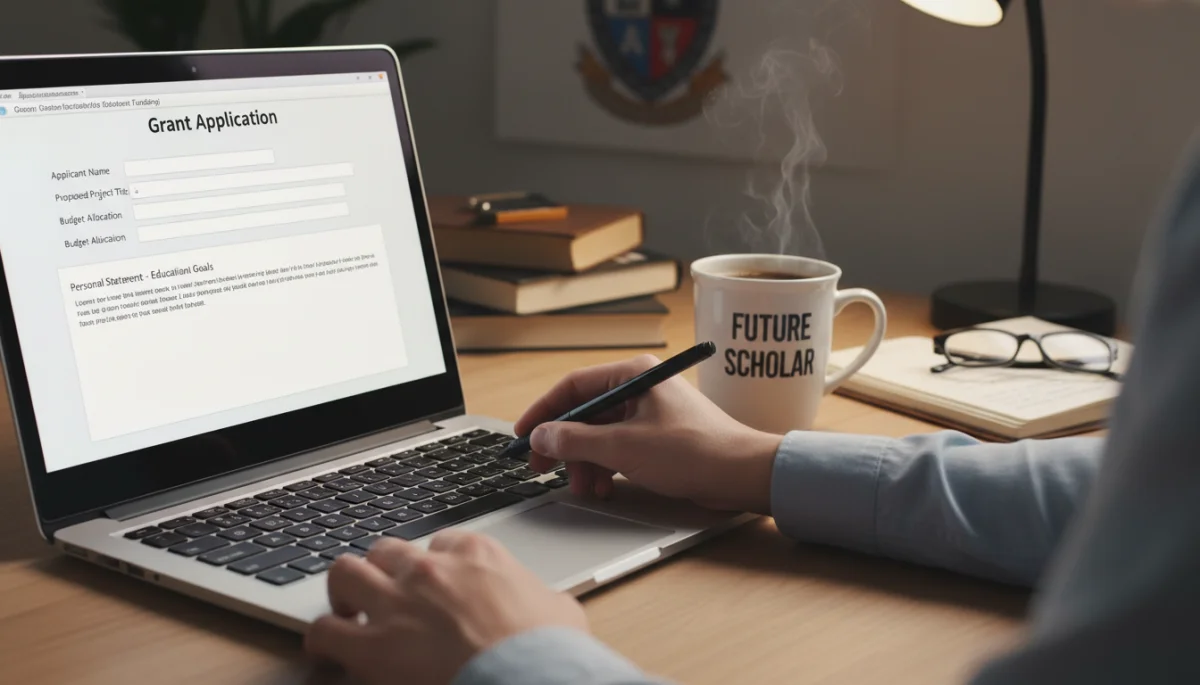 Student applying for 2026 educational grant online