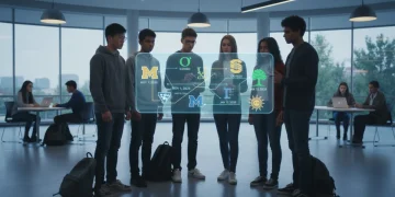 Students strategizing for 2026 college applications on a digital screen.