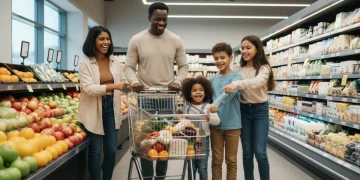 Family grocery shopping, 2026 SNAP benefits increase