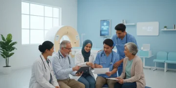 Patients and doctors discussing healthcare benefits after reform