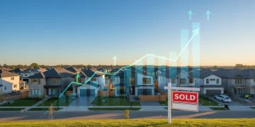 Modern neighborhood with 'Sold' sign, symbolizing a strong housing market in 2026