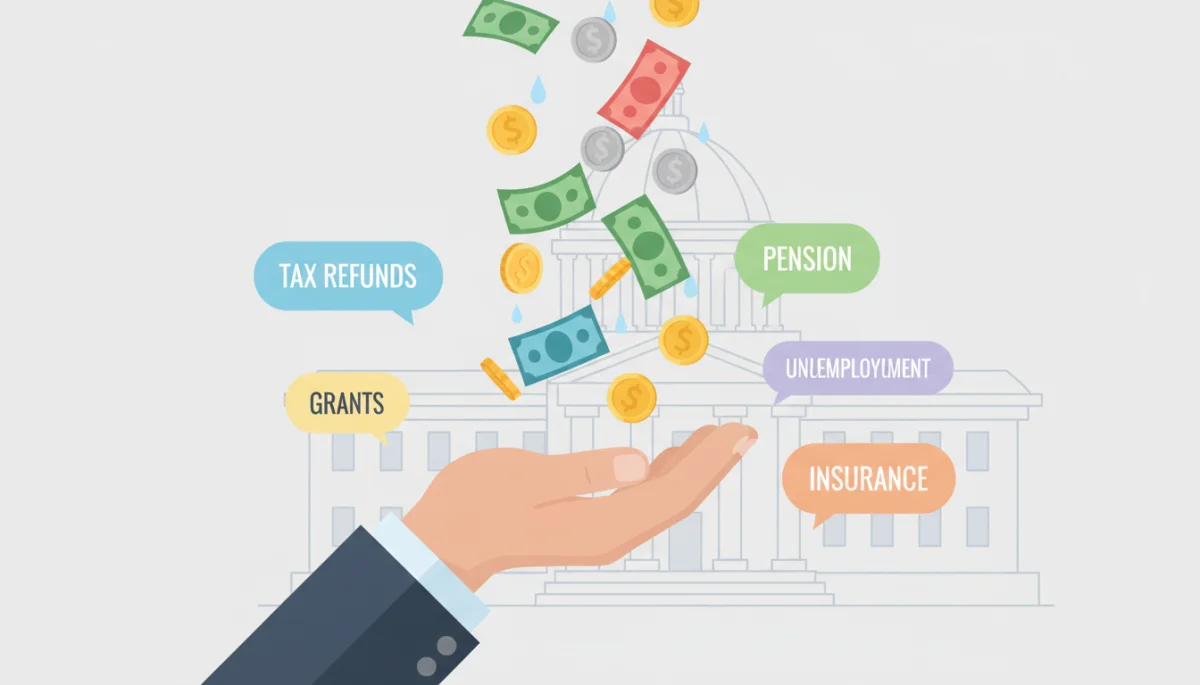 Illustrative image of various types of unclaimed funds being collected