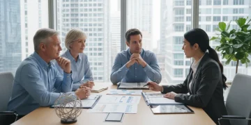 Family reviewing estate planning documents with a financial advisor for 2026 updates