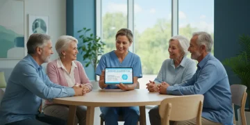 Seniors discussing 2026 Medicare Advantage plan with healthcare advisor
